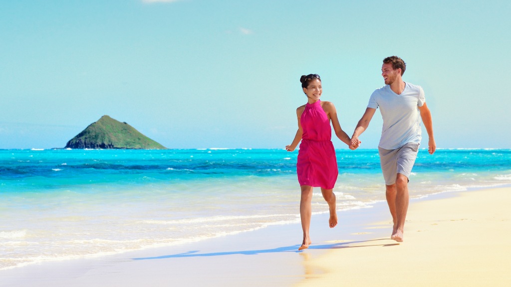 Husband and wife on a tropical beach